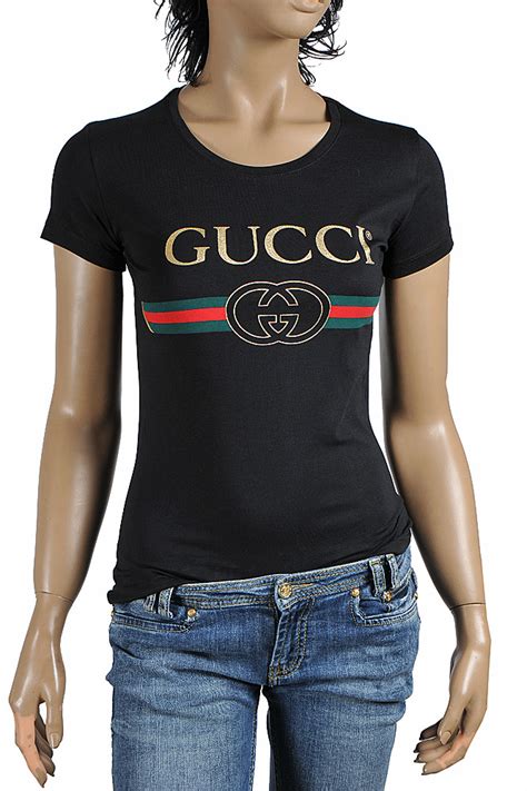 gucci logo t shirt dames|Gucci t shirt logo print.